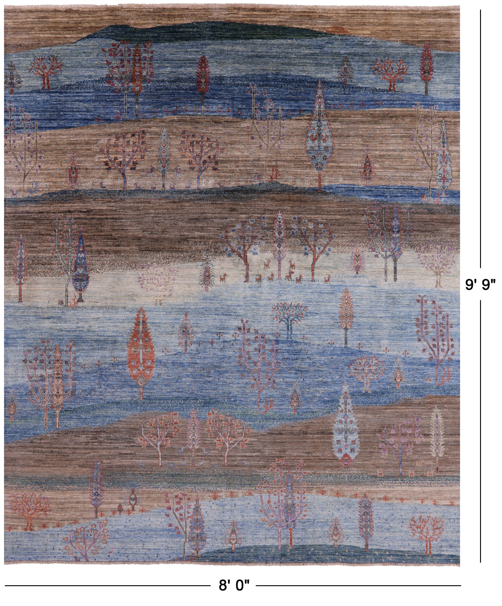 Tribal Persian Gabbeh Handmade Wool Rug - 8' 0" X 9' 9" - Golden Nile