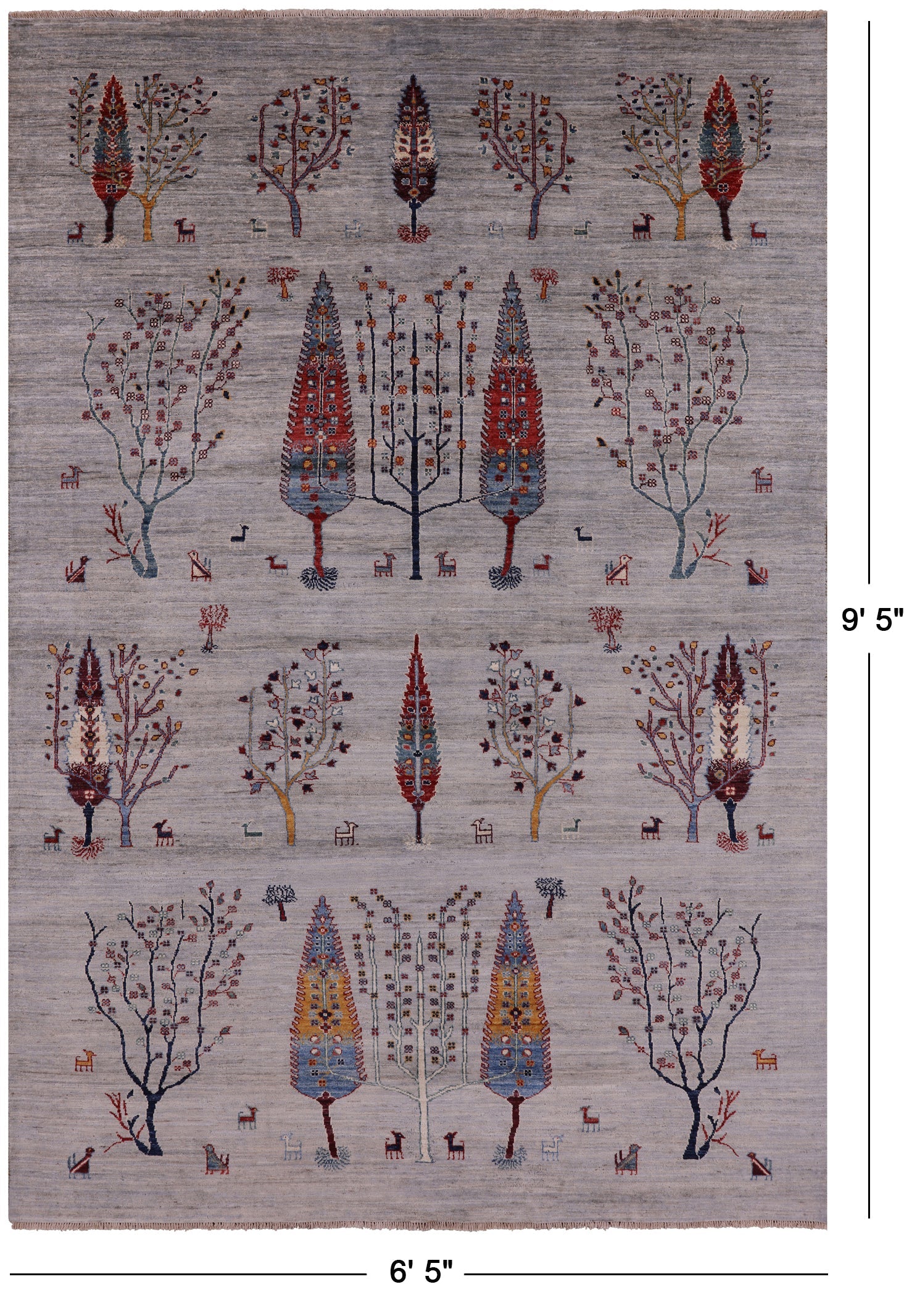 Tribal Persian Gabbeh Hand Knotted Wool Rug - 6' 5" X 9' 5" - Golden Nile