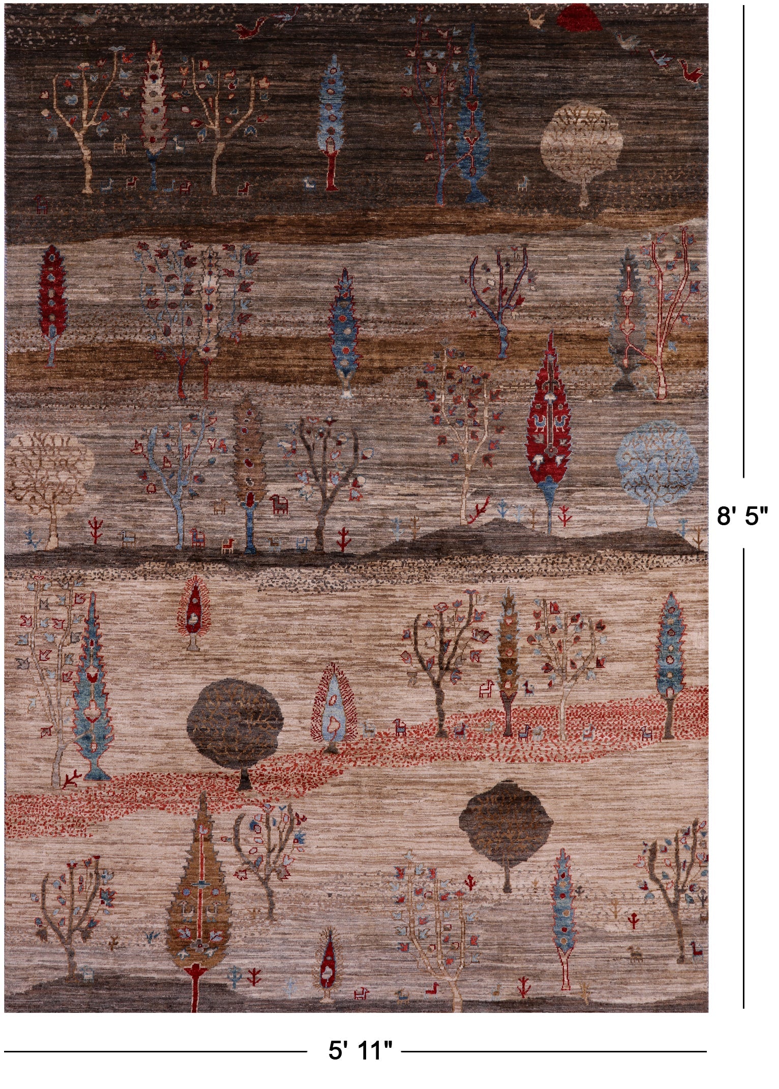 Tribal Persian Gabbeh Handmade Wool Rug - 5' 11" X 8' 5" - Golden Nile