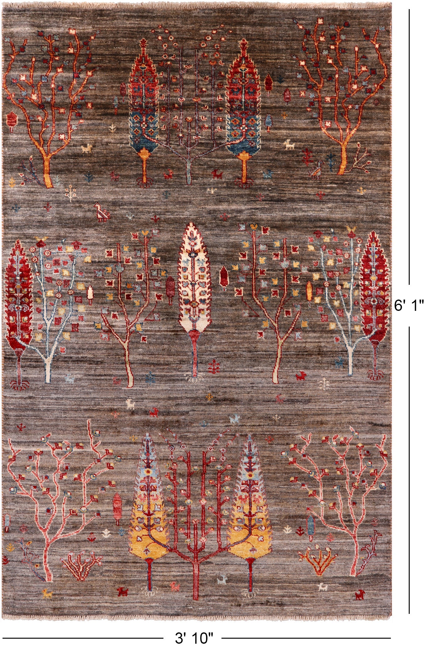 Tribal Persian Gabbeh Hand Knotted Wool Rug - 3' 10" X 6' 1" - Golden Nile