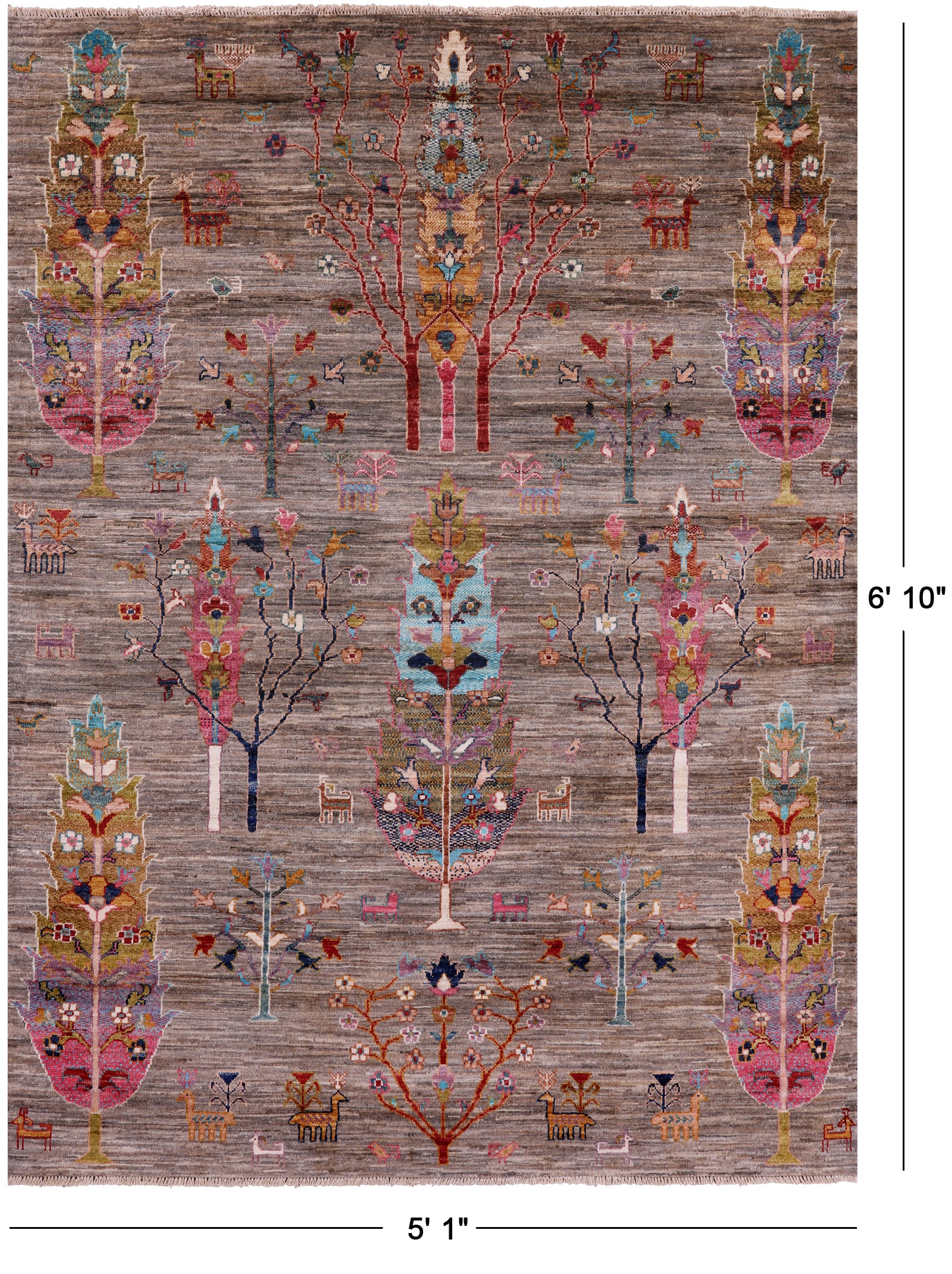 Tribal Persian Gabbeh Handmade Wool Rug - 5' 1" X 6' 10" - Golden Nile
