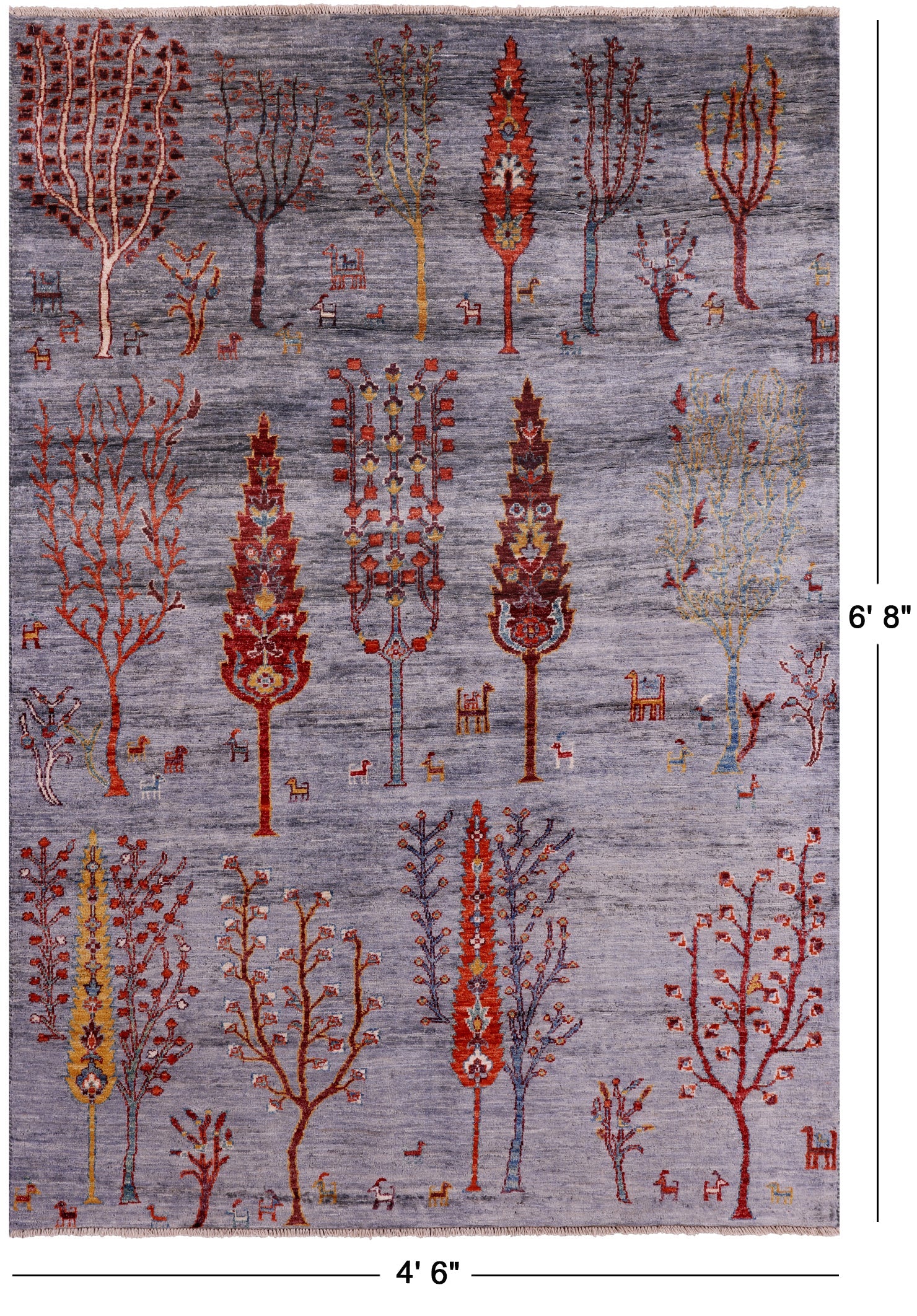 Tribal Persian Gabbeh Handmade Wool Rug - 4' 6" X 6' 8" - Golden Nile