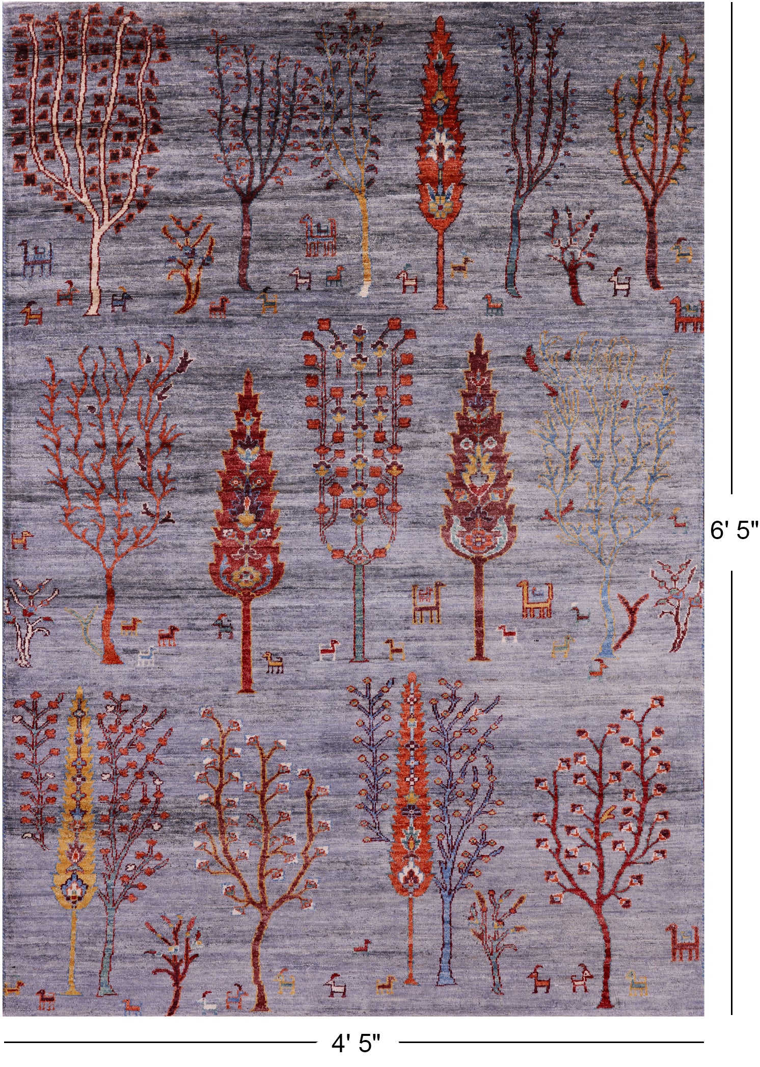 Tribal Persian Gabbeh Hand Knotted Wool Rug - 4' 5" X 6' 5" - Golden Nile