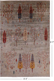Tribal Persian Gabbeh Hand Knotted Wool Rug - 6' 4" X 9' 7" - Golden Nile