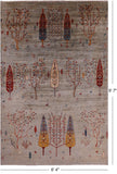 Tribal Persian Gabbeh Hand Knotted Wool Rug - 6' 4" X 9' 7" - Golden Nile