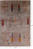 Tribal Persian Gabbeh Hand Knotted Wool Rug - 6' 4" X 9' 7" - Golden Nile