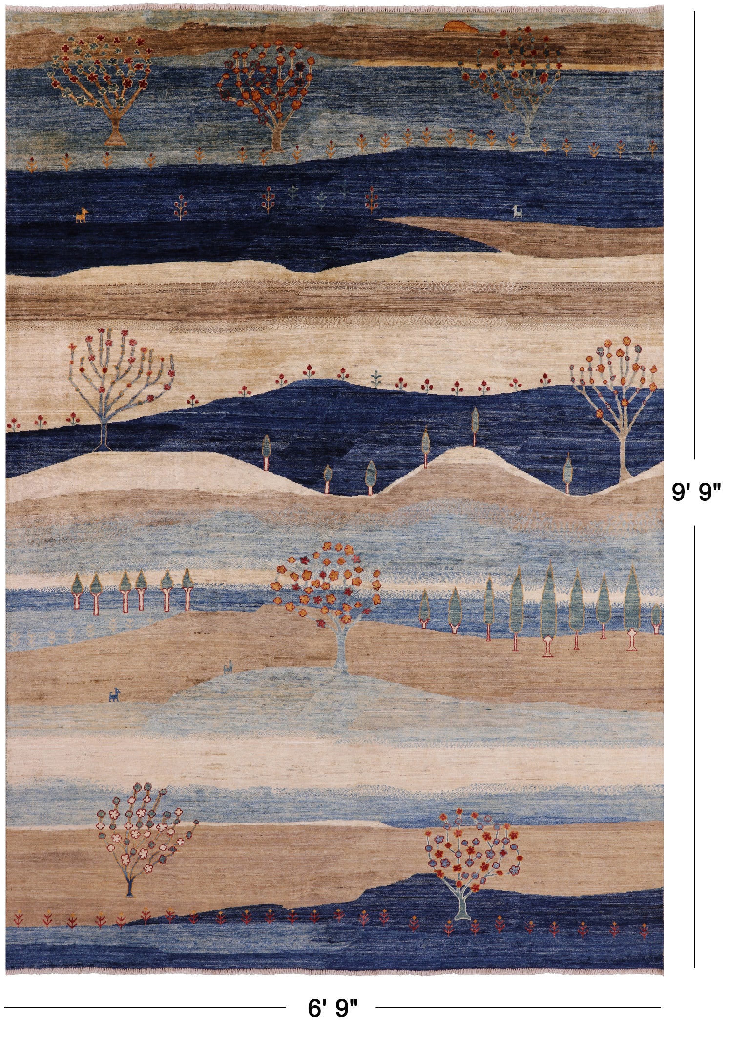 Tribal Persian Gabbeh Hand Knotted Wool Rug - 6' 9" X 9' 9" - Golden Nile