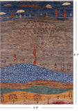 Tribal Persian Gabbeh Handmade Wool Rug - 5' 9" X 8' 1" - Golden Nile