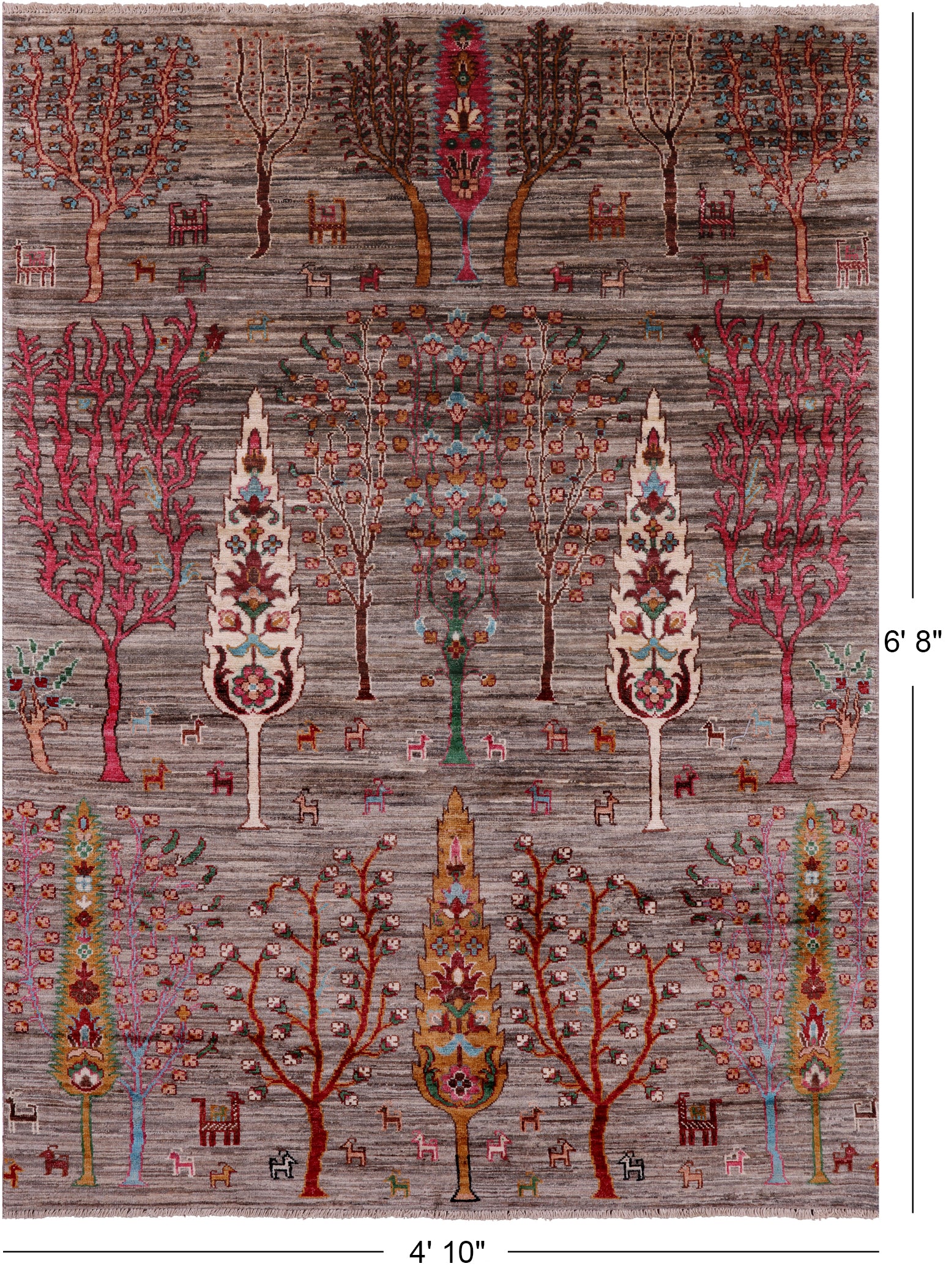 Tribal Persian Gabbeh Hand Knotted Wool Rug - 4' 10" X 6' 8" - Golden Nile