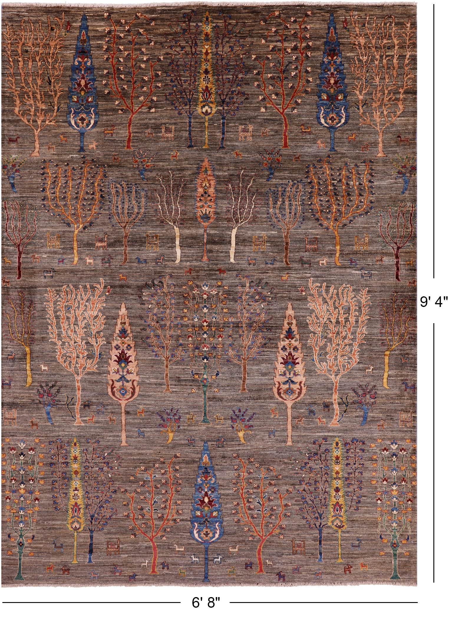Tribal Persian Gabbeh Hand Knotted Wool Rug - 6' 8" X 9' 4" - Golden Nile