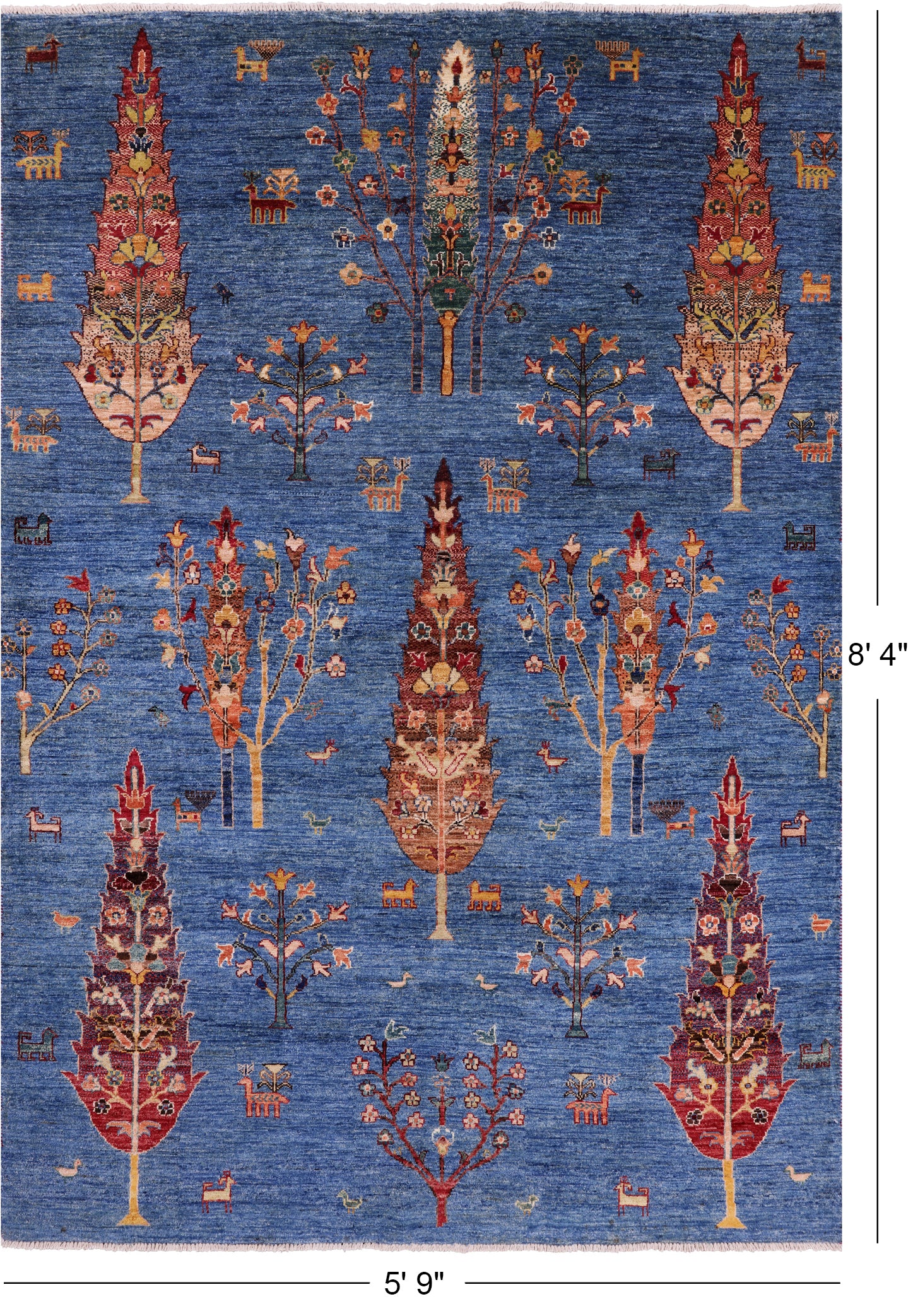 Blue Tribal Persian Gabbeh Handmade Wool Rug - 5' 9" X 8' 4" - Golden Nile