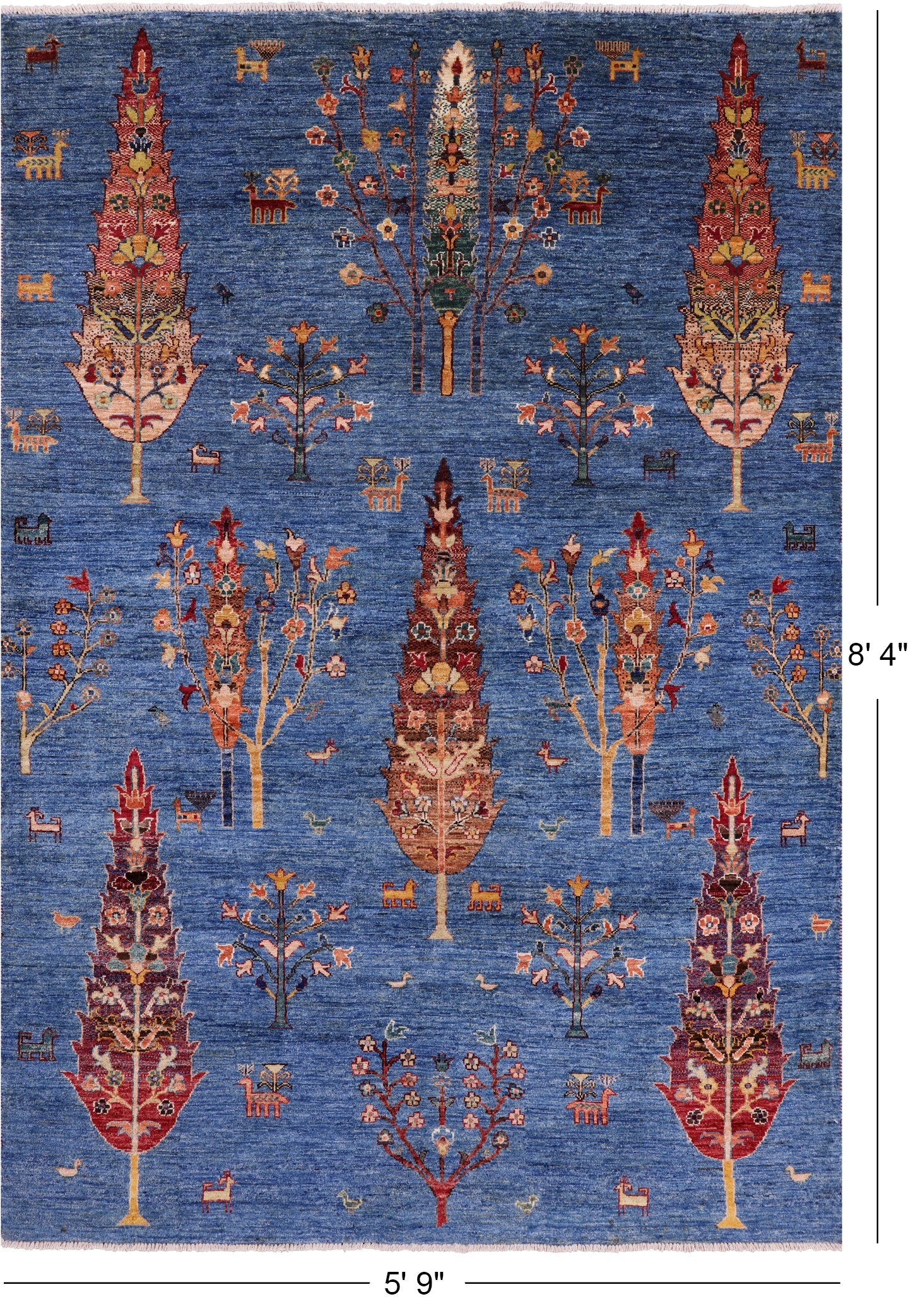 Blue Tribal Persian Gabbeh Handmade Wool Rug - 5' 9" X 8' 4" - Golden Nile