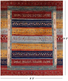 Tribal Persian Gabbeh Handmade Wool Rug - 8' 3" X 9' 2" - Golden Nile
