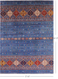Blue Khorjin Persian Gabbeh Hand Knotted Wool Rug - 7' 11" X 11' 1" - Golden Nile