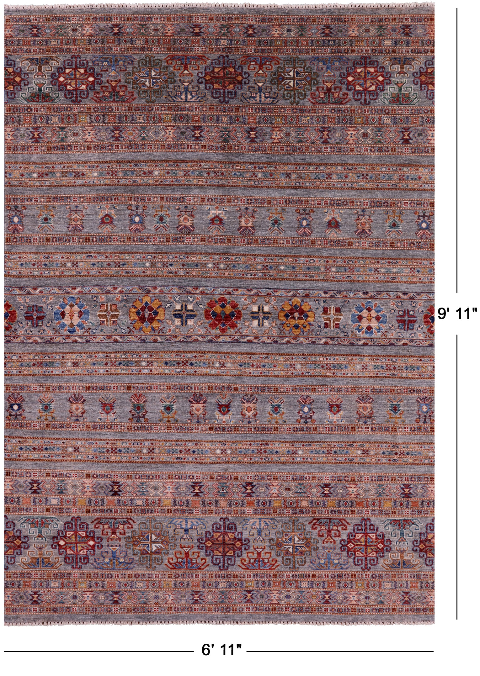 Tribal Persian Gabbeh Handmade Wool Rug - 6' 11" X 9' 11" - Golden Nile