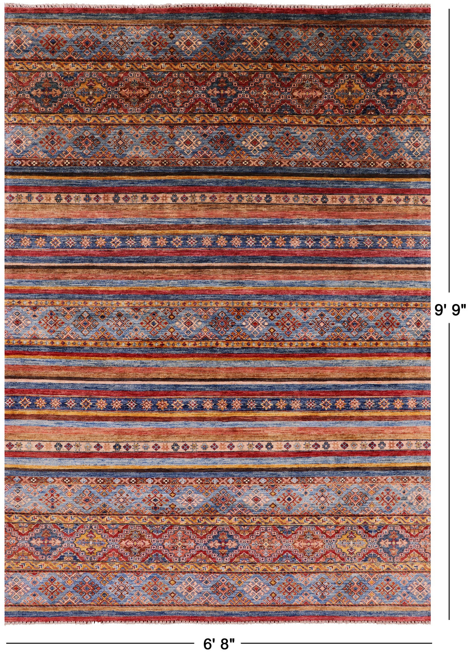 Tribal Khorjin Persian Gabbeh Hand Knotted Wool Rug - 6' 8" X 9' 9" - Golden Nile