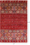 Red Tribal Khorjin Persian Gabbeh Hand Knotted Wool Rug - 6' 7" X 10' 0" - Golden Nile