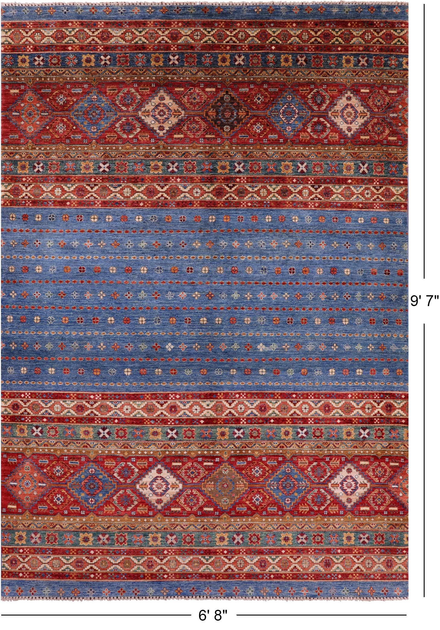 Blue Khorjin Persian Gabbeh Handmade Wool Rug - 6' 8" X 9' 7" - Golden Nile
