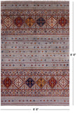 Khorjin Persian Gabbeh Hand Knotted Wool Rug - 6' 6" X 9' 8" - Golden Nile