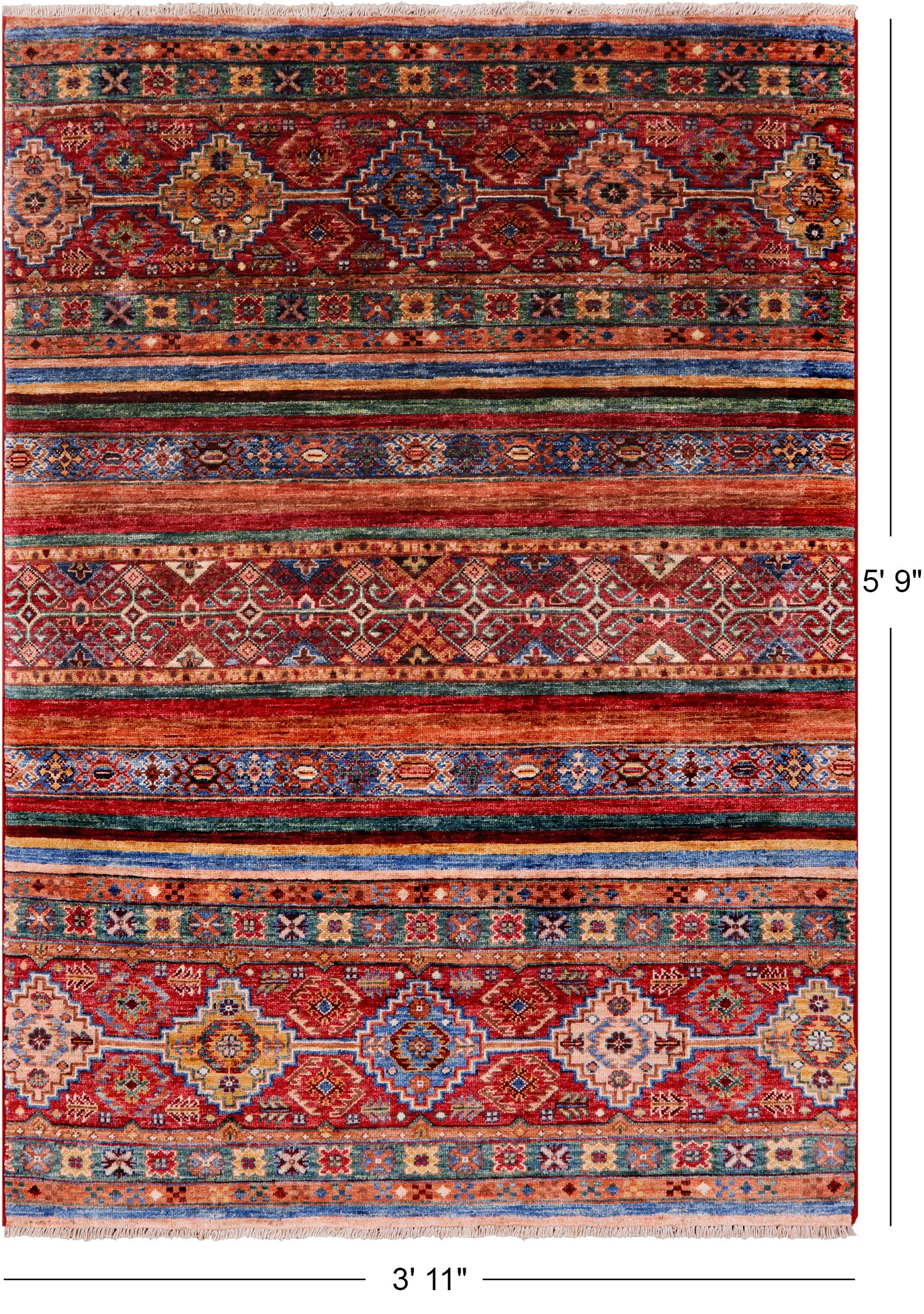 Khorjin Persian Gabbeh Hand Knotted Wool Rug - 3' 11" X 5' 9" - Golden Nile