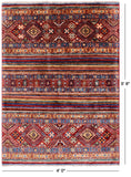 Khorjin Persian Gabbeh Hand Knotted Wool Rug - 4' 0" X 5' 8" - Golden Nile