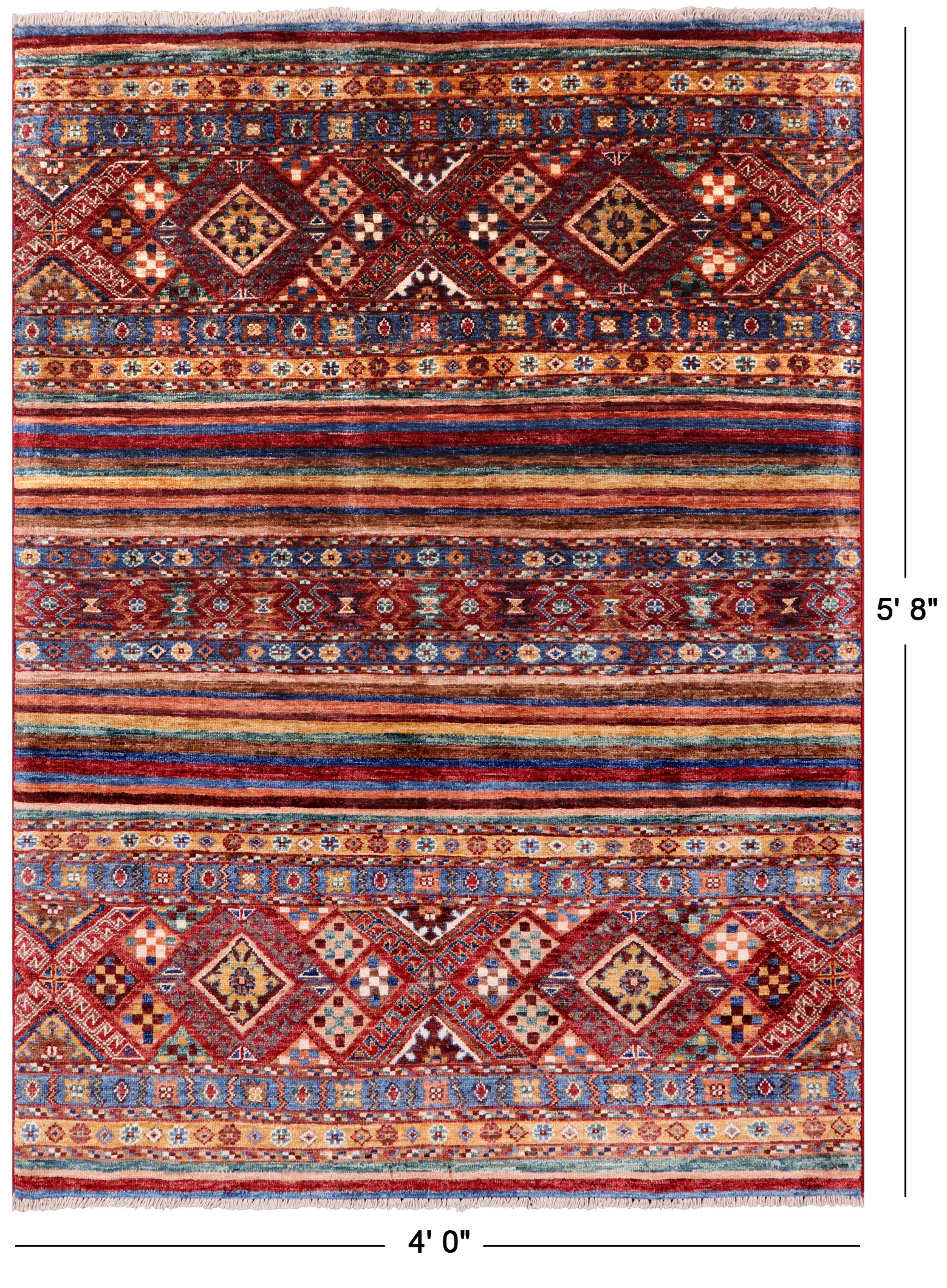 Khorjin Persian Gabbeh Hand Knotted Wool Rug - 4' 0" X 5' 8" - Golden Nile
