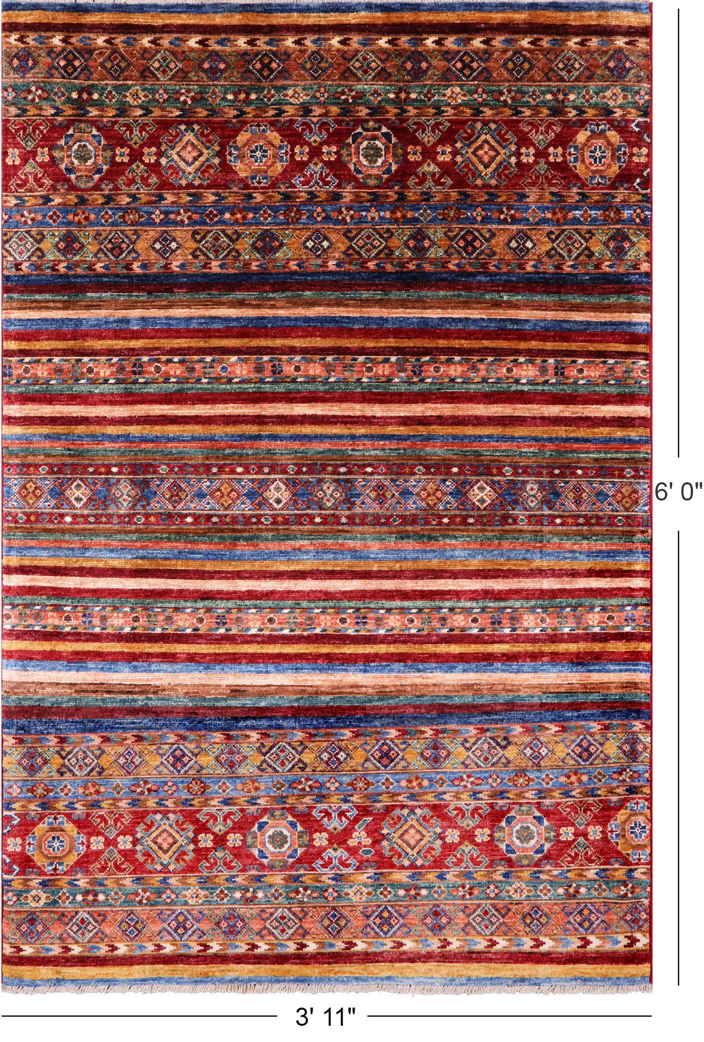 Khorjin Persian Gabbeh Handmade Wool Rug - 3' 11" X 6' 0" - Golden Nile
