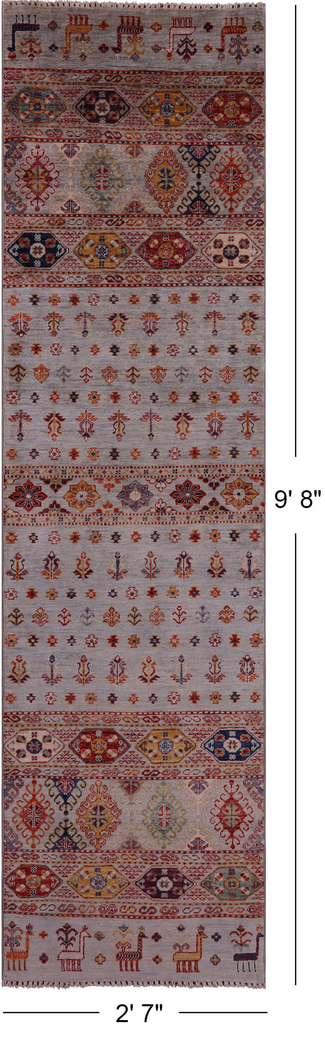 Khorjin Persian Gabbeh Handmade Wool Runner Rug - 2' 7" X 9' 8" - Golden Nile