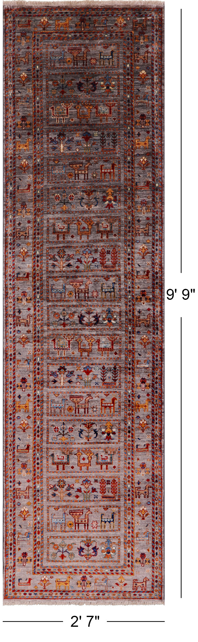 Tribal Persian Gabbeh Handmade Wool Runner Rug - 2' 7" X 9' 9" - Golden Nile