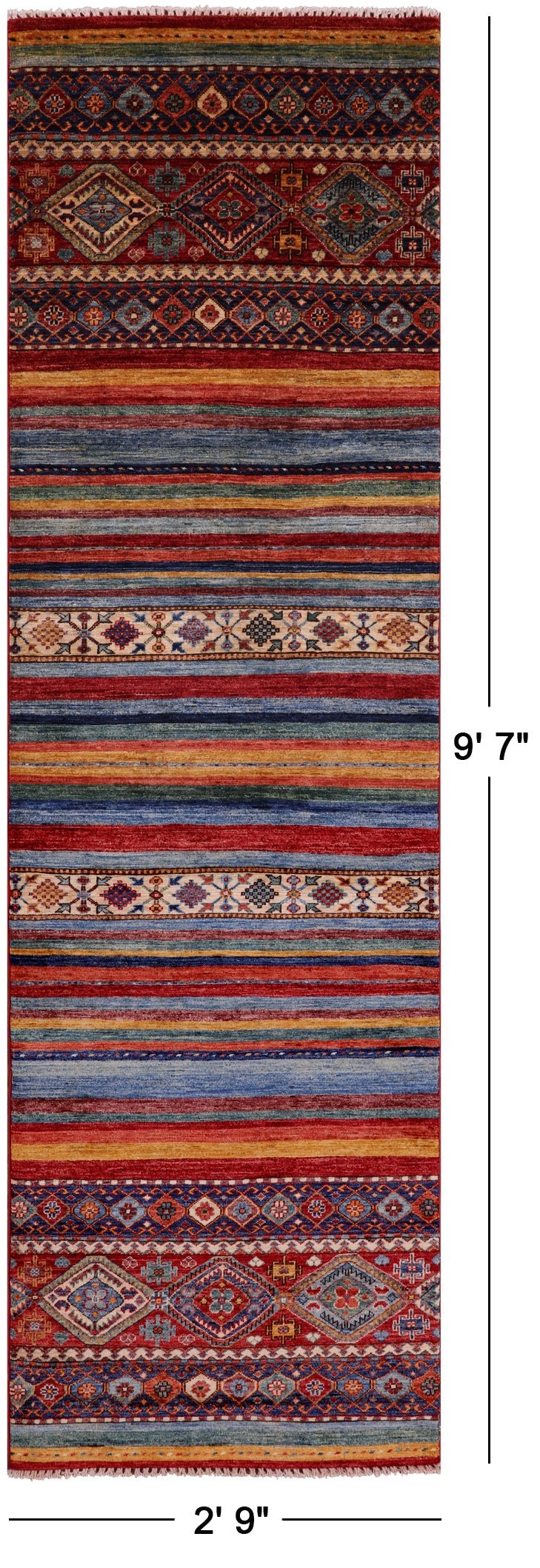 Khorjin Persian Gabbeh Hand Knotted Wool Runner Rug - 2' 9" X 9' 7" - Golden Nile