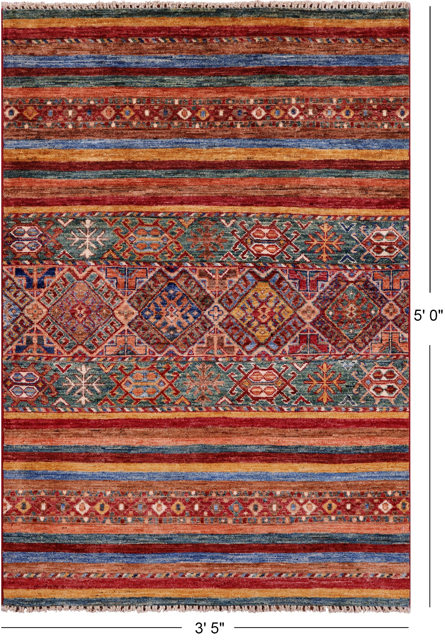 Khorjin Persian Gabbeh Hand Knotted Wool Rug - 3' 5" X 5' 0" - Golden Nile