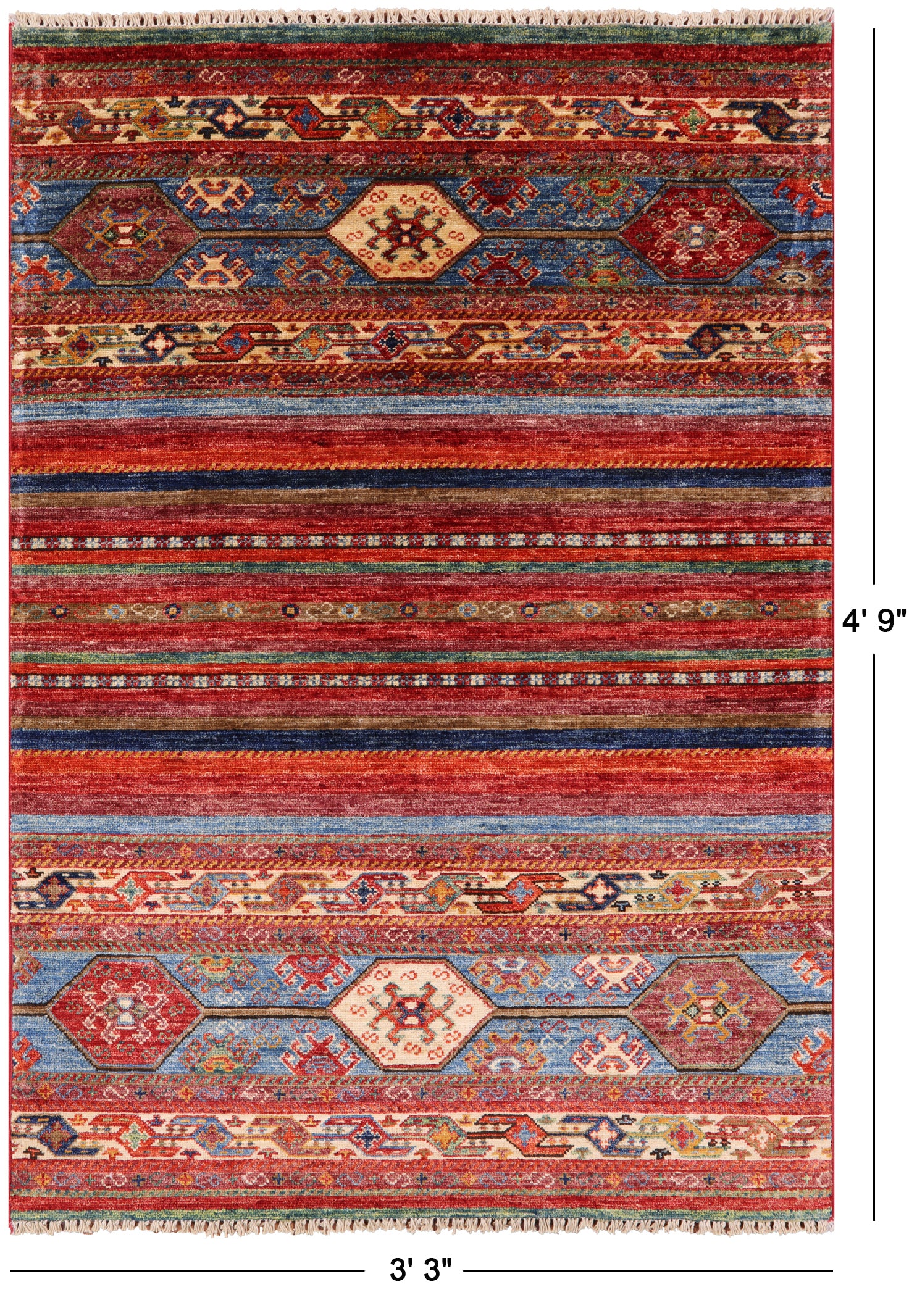 Khorjin Persian Gabbeh Hand Knotted Wool Rug - 3' 3" X 4' 9" - Golden Nile
