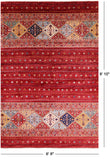 Red Khorjin Persian Gabbeh Handmade Wool Rug - 6' 8" X 9' 10" - Golden Nile