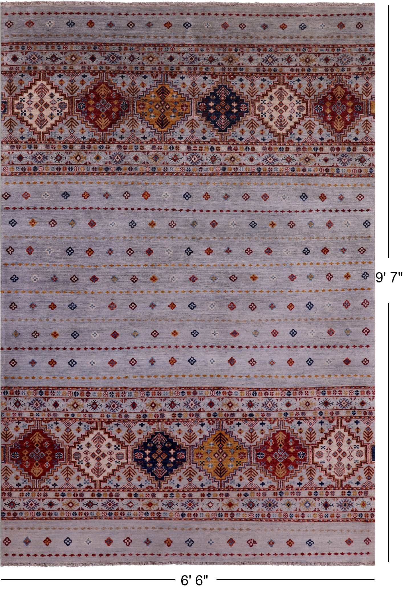 Khorjin Persian Gabbeh Handmade Wool Rug - 6' 6" X 9' 7" - Golden Nile