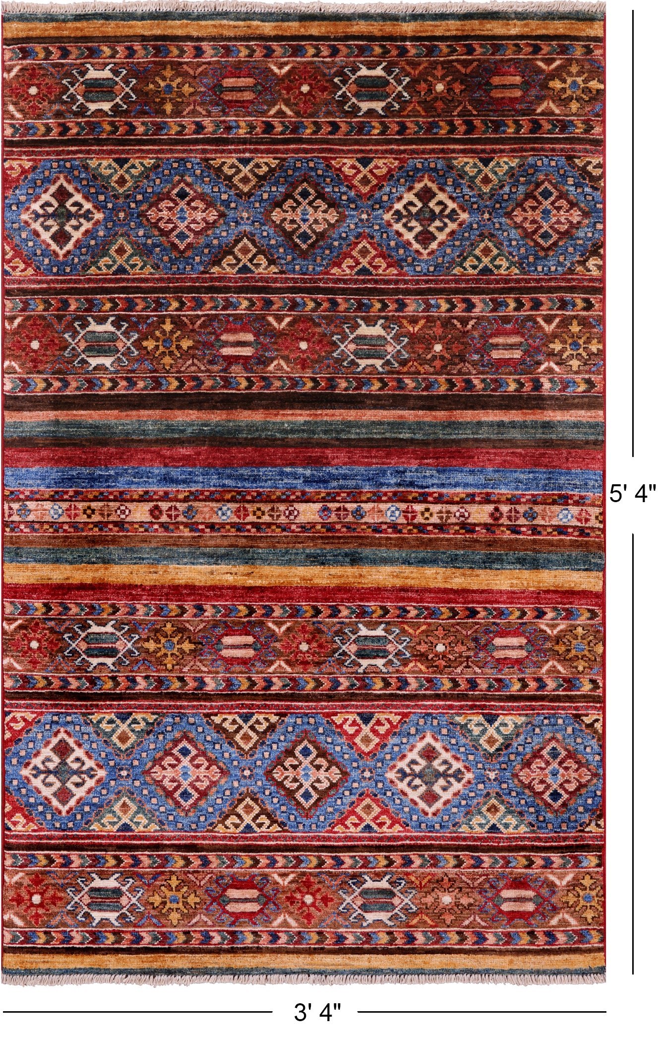 Khorjin Persian Gabbeh Hand Knotted Wool Rug - 3' 4" X 5' 4" - Golden Nile