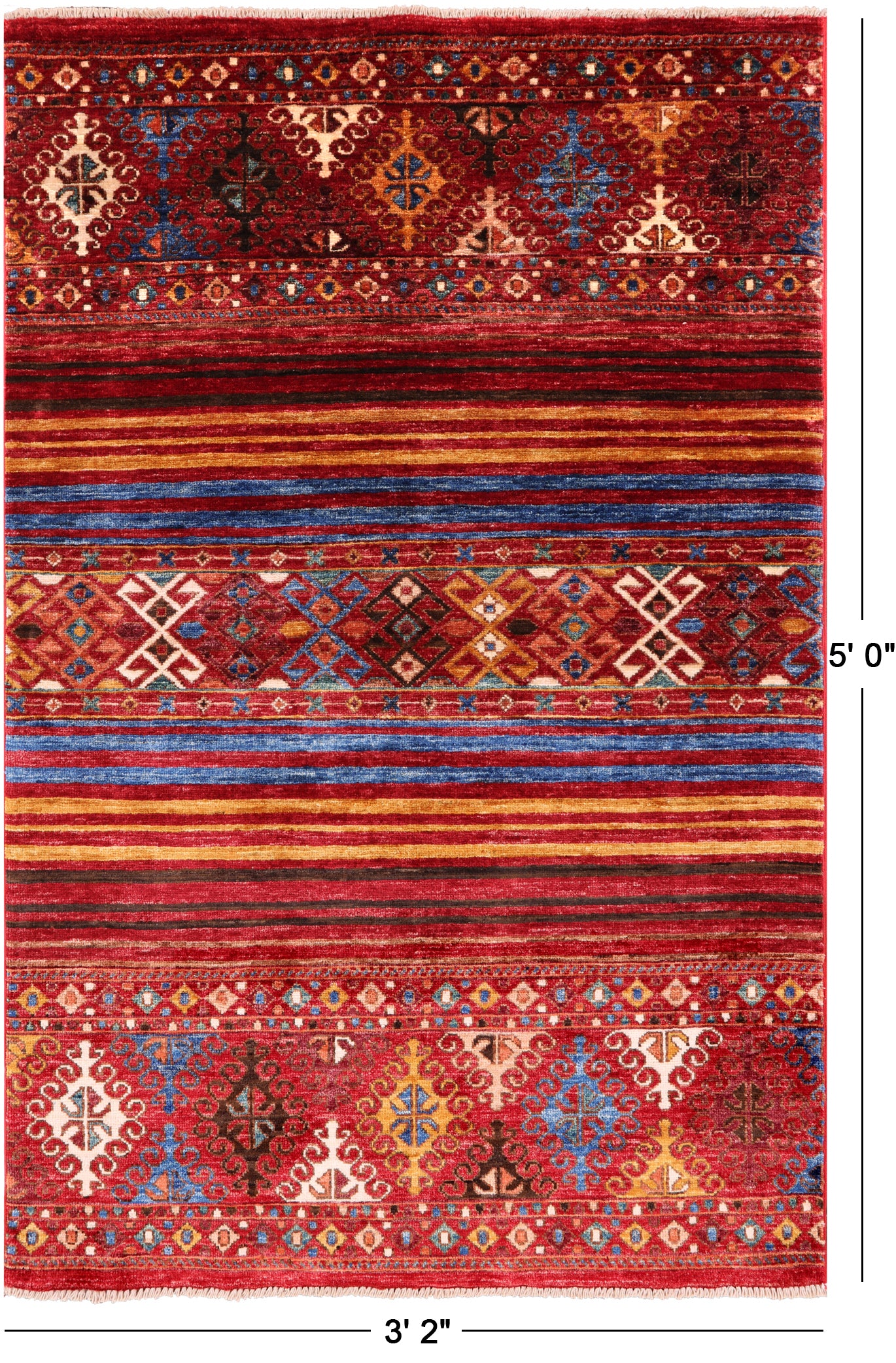 Khorjin Persian Gabbeh Hand Knotted Wool Rug - 3' 2" X 5' 0" - Golden Nile