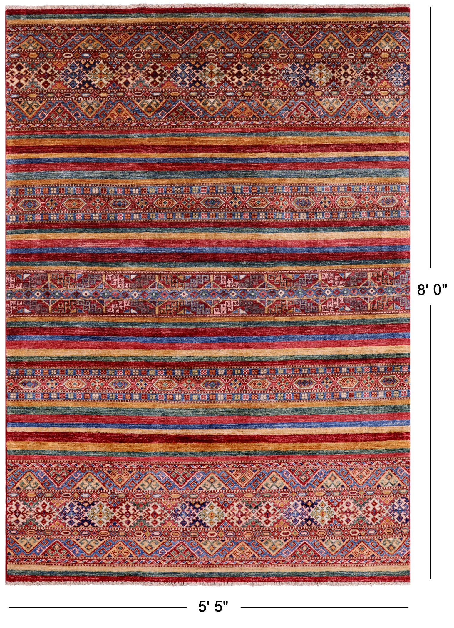 Tribal Khorjin Persian Gabbeh Hand Knotted Wool Rug - 5' 5" X 8' 0" - Golden Nile