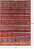 Khorjin Persian Gabbeh Handmade Wool Rug - 4' 0" X 5' 10" - Golden Nile