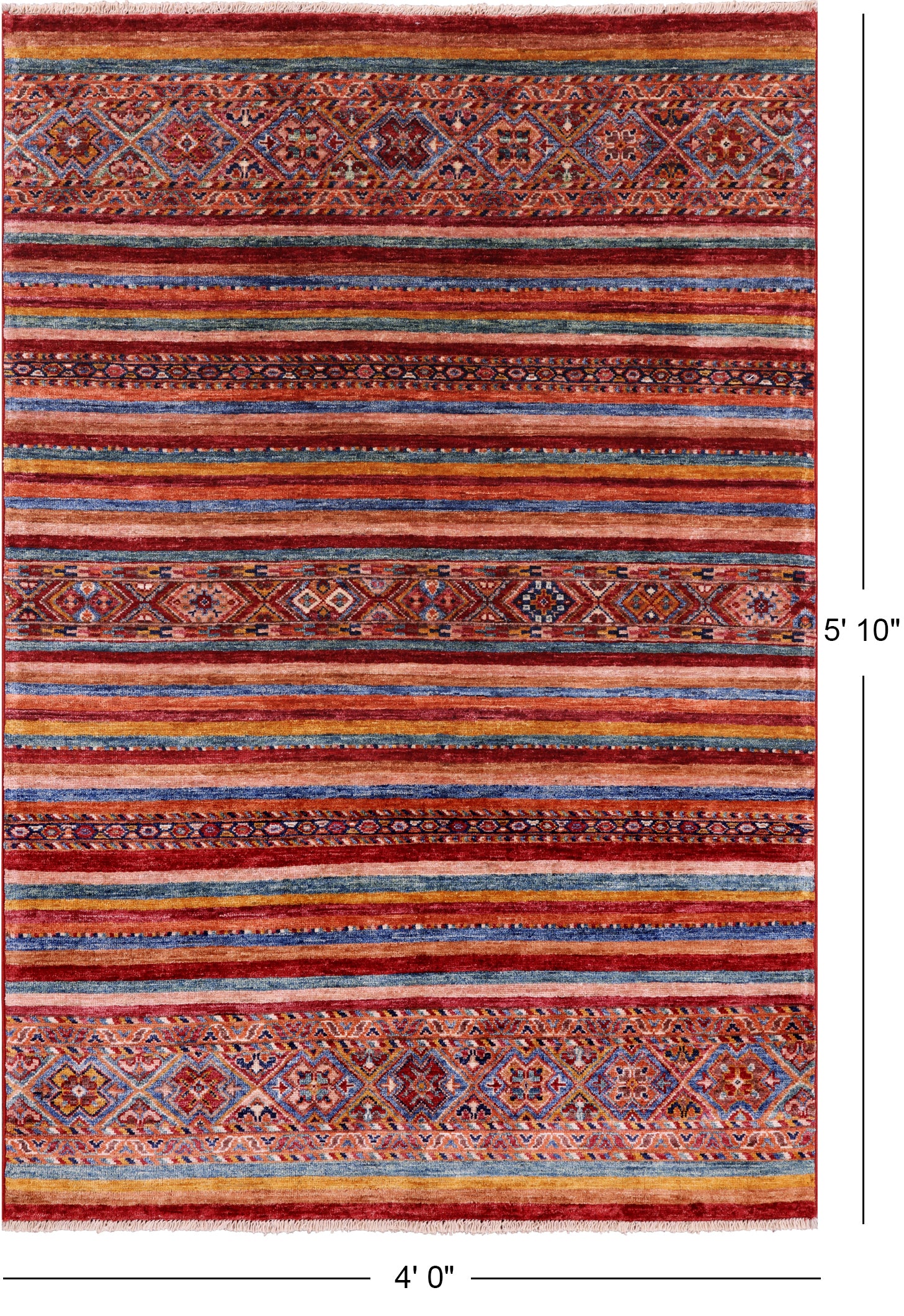Khorjin Persian Gabbeh Handmade Wool Rug - 4' 0" X 5' 10" - Golden Nile