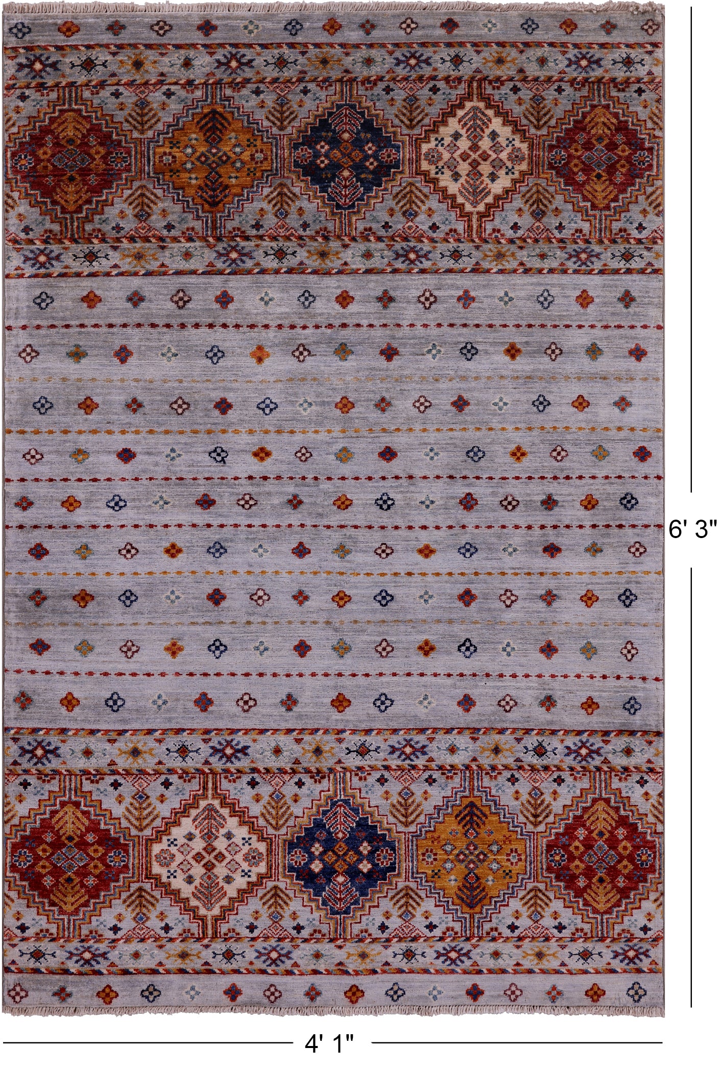 Khorjin Persian Gabbeh Handmade Wool Rug - 4' 1" X 6' 3" - Golden Nile