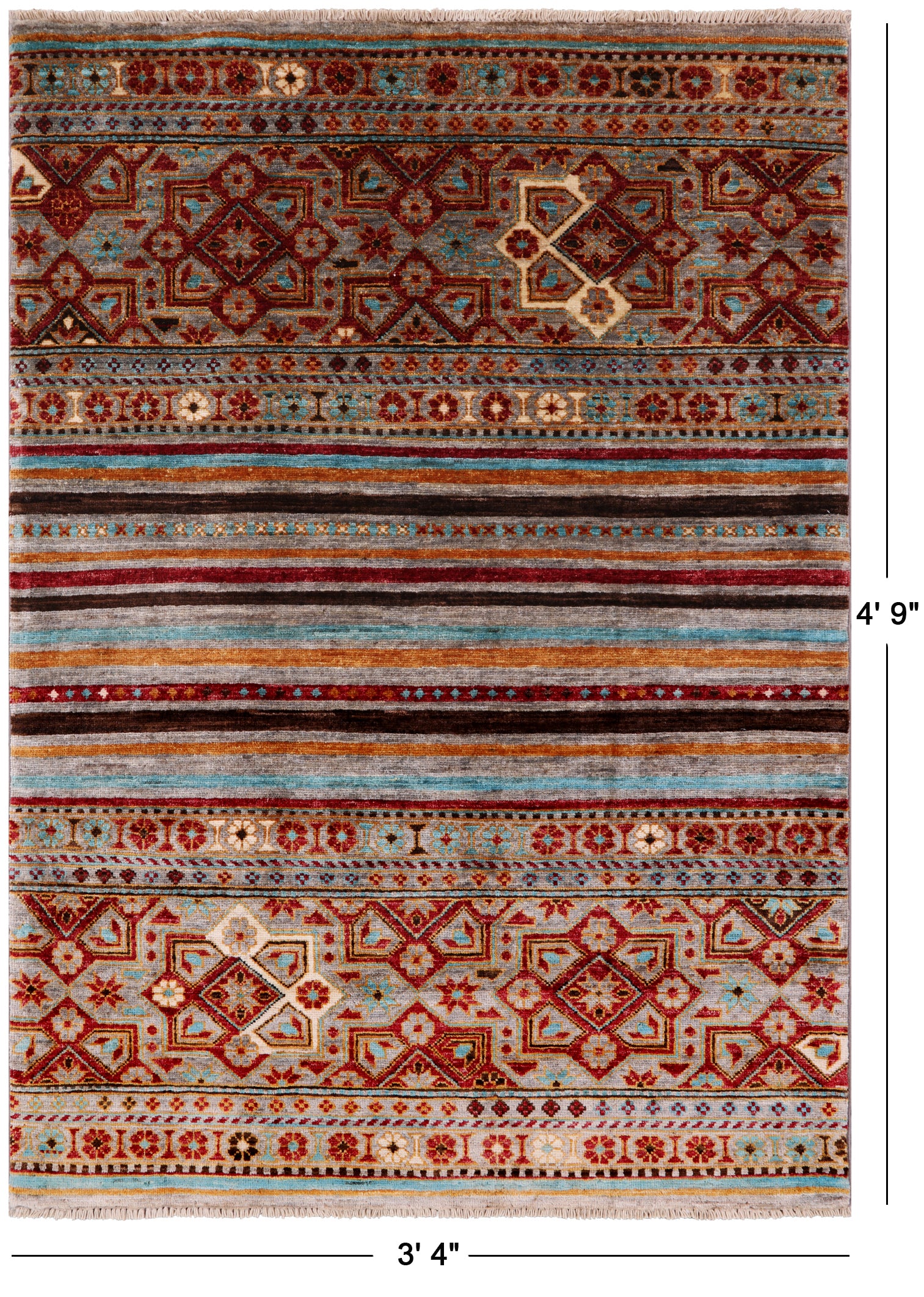 Khorjin Persian Gabbeh Hand Knotted Wool Rug - 3' 4" X 4' 9" - Golden Nile