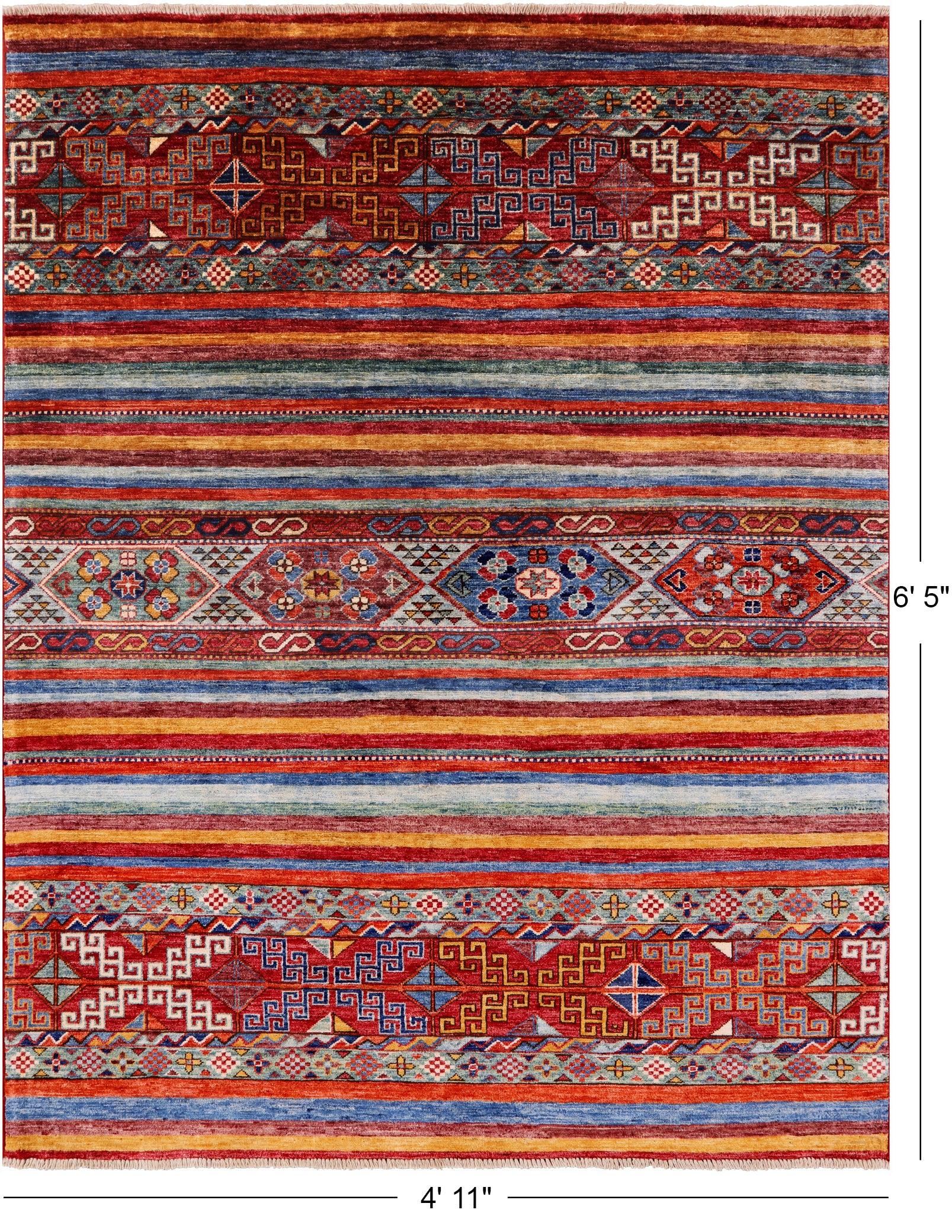 Khorjin Persian Gabbeh Hand Knotted Wool Rug - 4' 11" X 6' 5" - Golden Nile