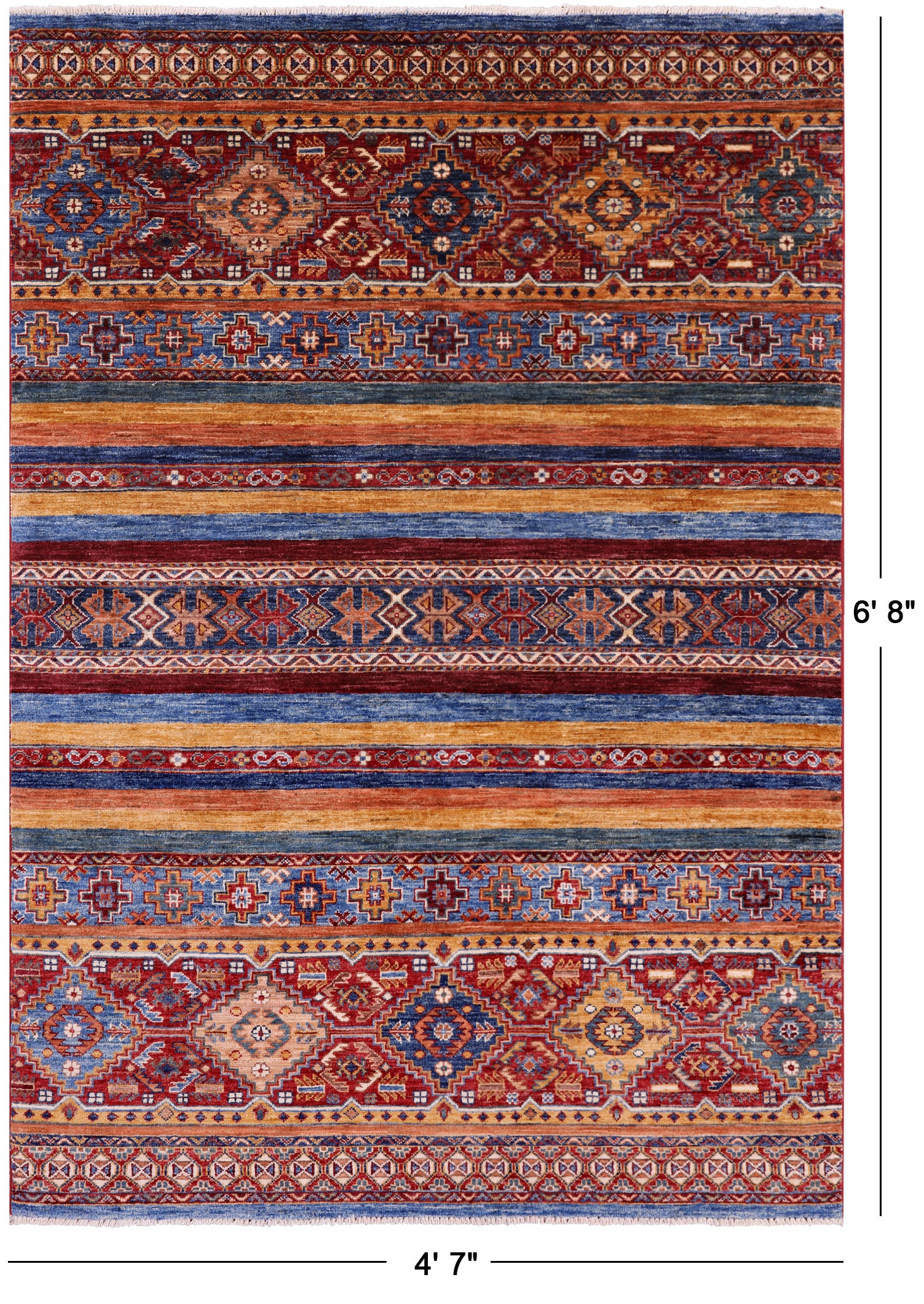 Khorjin Persian Gabbeh Hand Knotted Wool Rug - 4' 7" X 6' 8" - Golden Nile