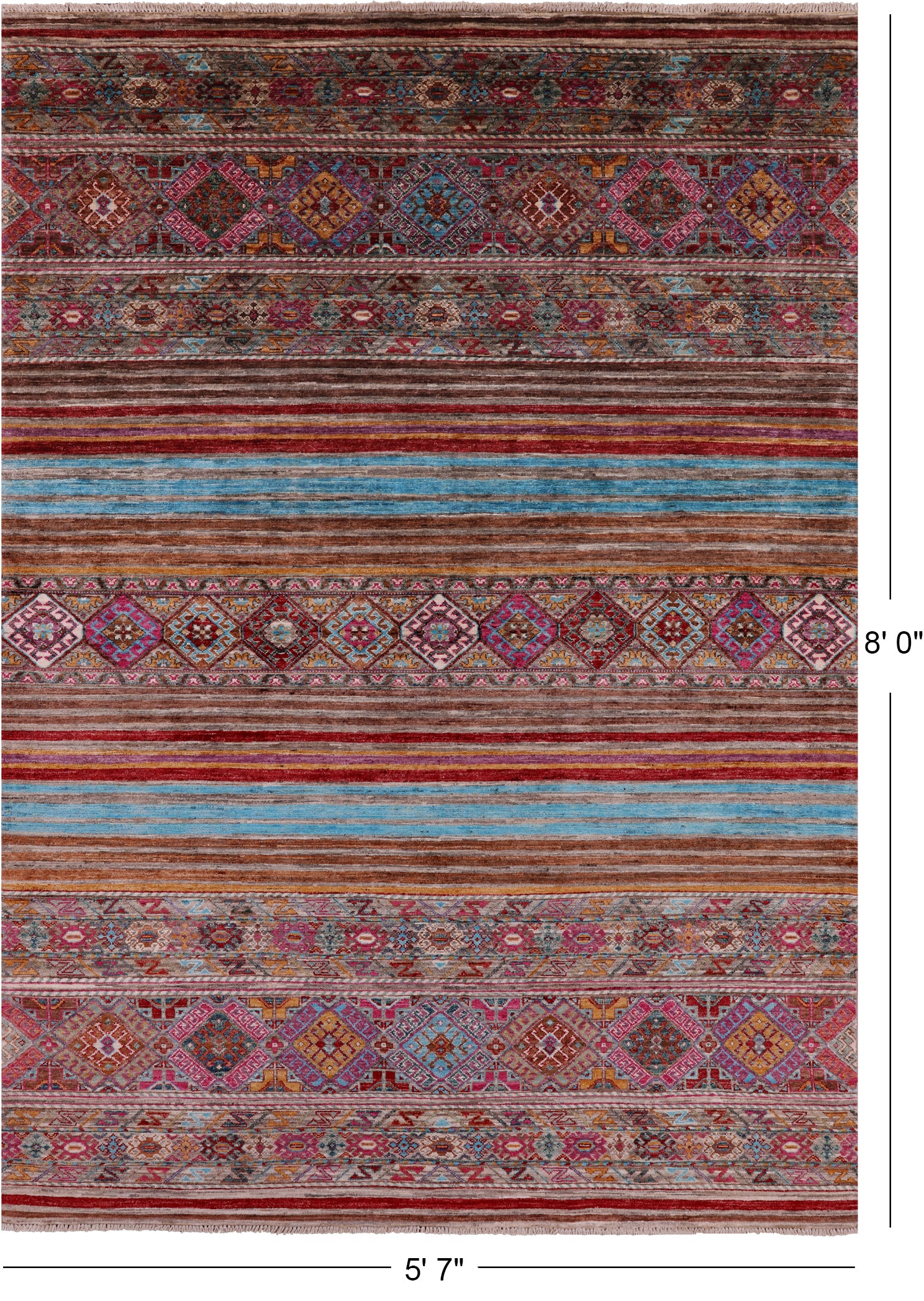 Khorjin Persian Gabbeh Hand Knotted Wool Rug - 5' 7" X 8' 0" - Golden Nile