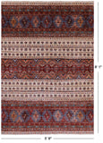 Ivory Khorjin Persian Gabbeh Hand Knotted Wool Rug - 5' 8" X 8' 1" - Golden Nile