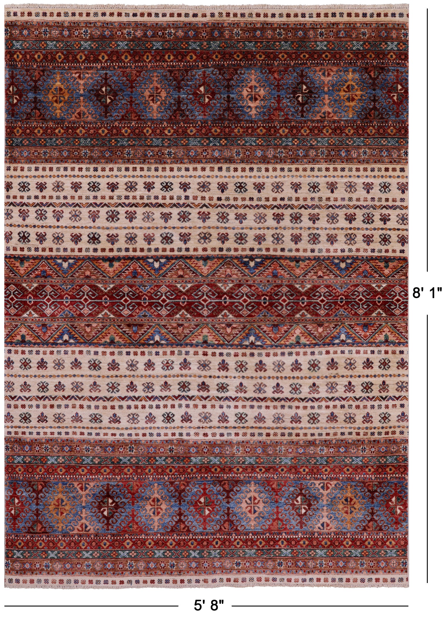Ivory Khorjin Persian Gabbeh Hand Knotted Wool Rug - 5' 8" X 8' 1" - Golden Nile
