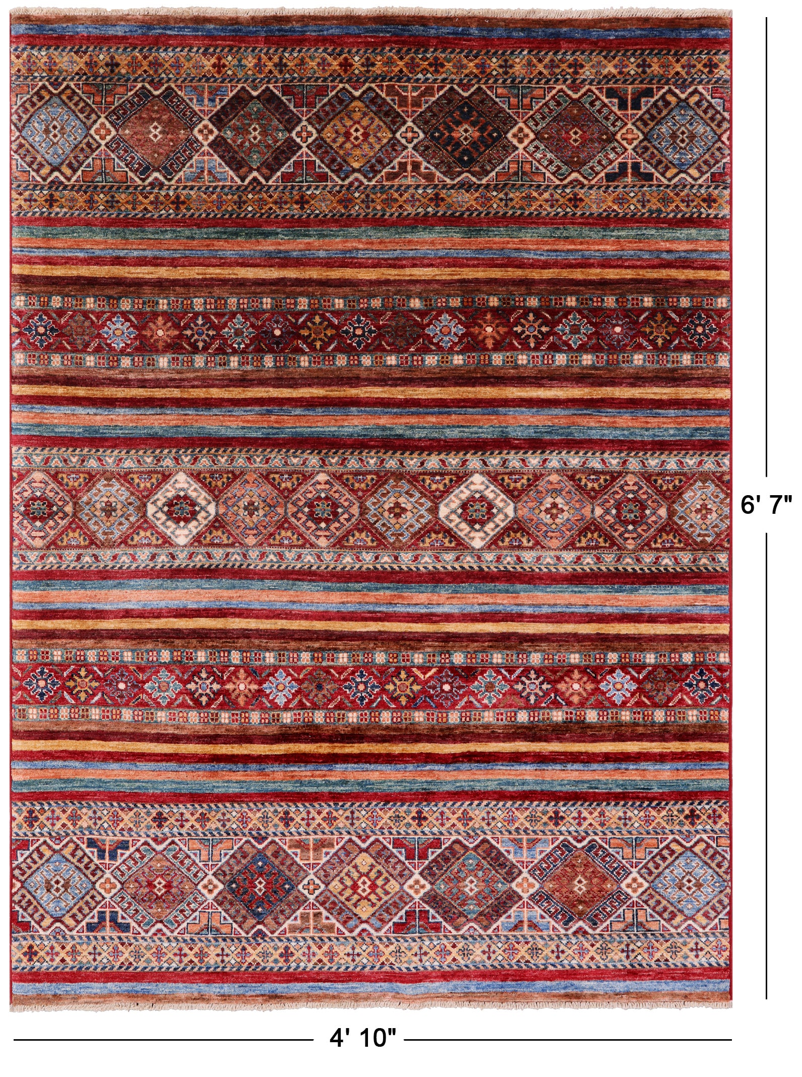 Khorjin Persian Gabbeh Handmade Wool Rug - 4' 10" X 6' 7" - Golden Nile