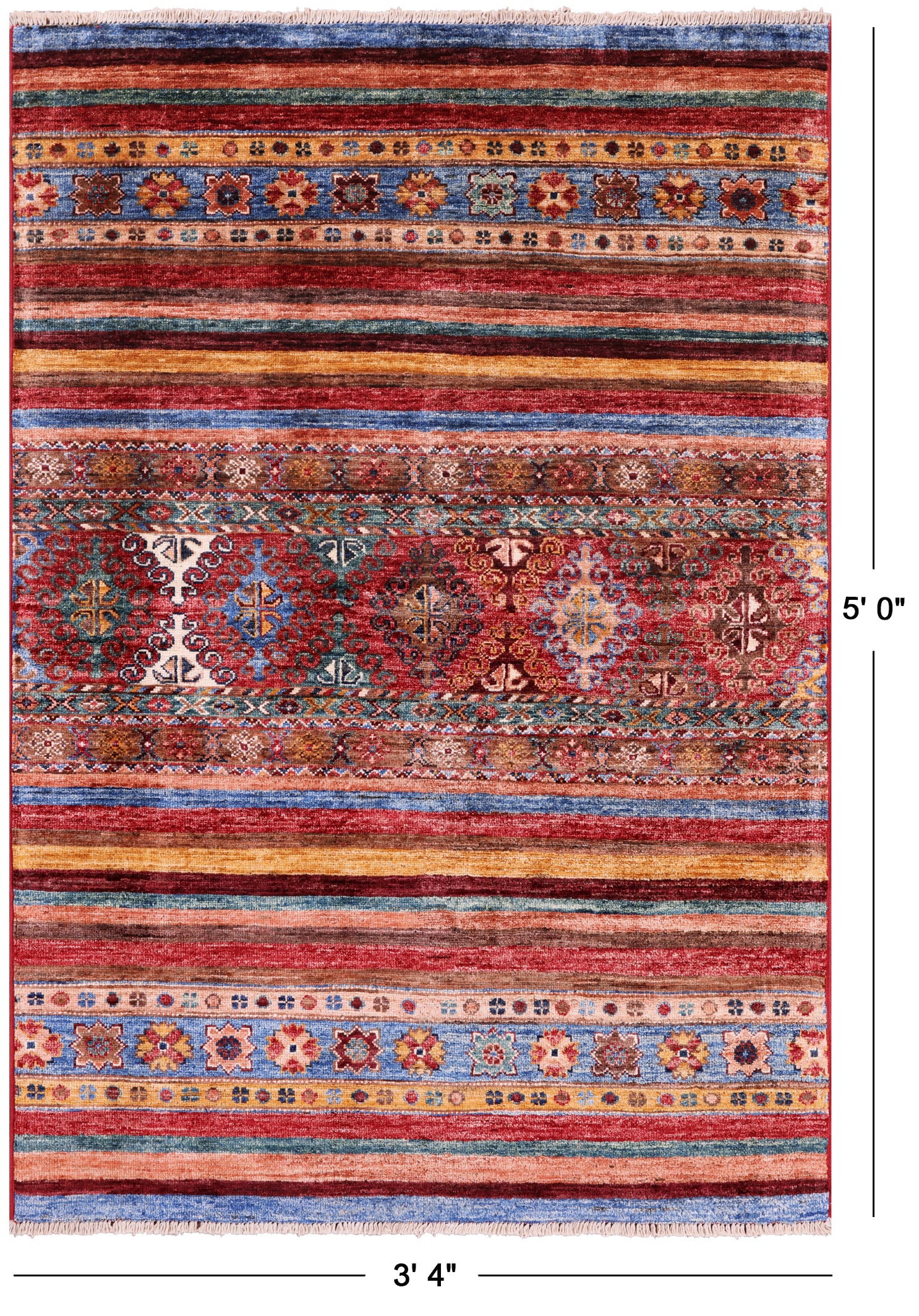 Khorjin Persian Gabbeh Handmade Wool Rug - 3' 4" X 5' 0" - Golden Nile