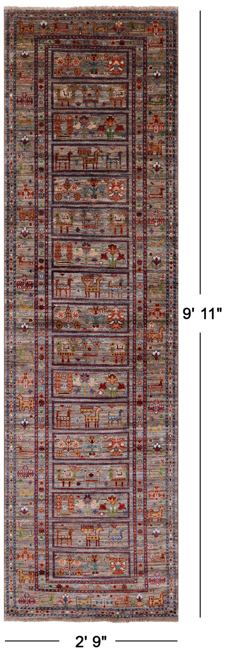 Tribal Persian Gabbeh Handmade Wool Runner Rug - 2' 9" X 9' 11" - Golden Nile