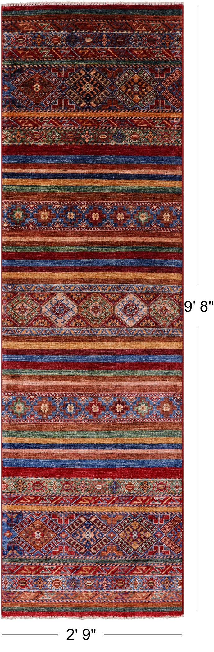 Khorjin Persian Gabbeh Hand Knotted Wool Runner Rug - 2' 9" X 9' 8" - Golden Nile